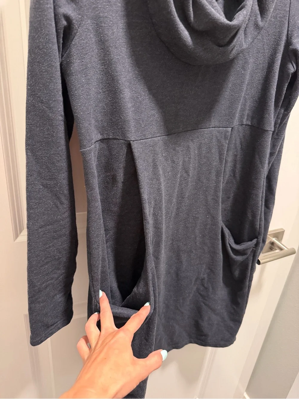 Cozy Cowl-Neck Tunic Sweater in Navy